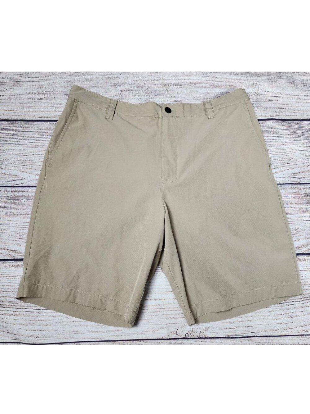 Banana Republic Khaki Performance Shorts Mens 38 Flat Front Elastic Waist Chino